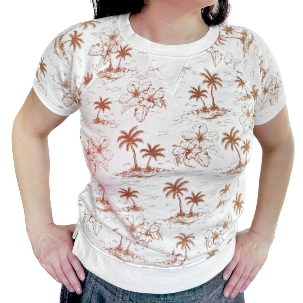 Lou & Grey - Palm & Hibiscus Sweater Shirt measurements